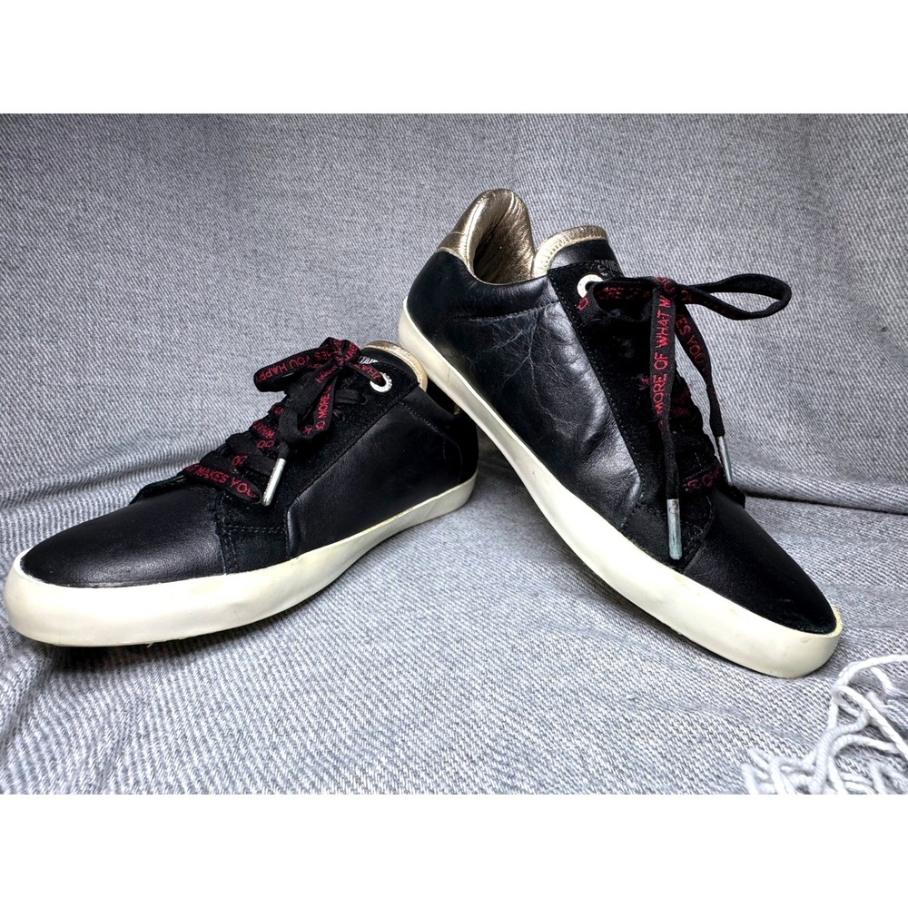 Zadig & Voltaire Womens Black Leather Studded Platform Sneakers 9 Streetwear - Picture 4 of 12